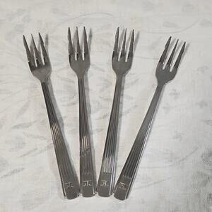 4 Hilton Hotel Cocktail Forks 6" Northland Oneida Stainless Vintage